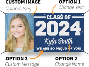 Class of 2025 Graduation Vinyl Banner Personalized Sign, Customizable School Colors, Custom Photo Graduation Gift Graduation Decoration