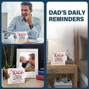 Fathers Day Dad Gifts from Daughter Son Kids, First Fathers Day Card for New Dad Daddy Birthday Present, Best Dad Ever Gift, Present for Bonus Dad Step Dad Father in Law, Desk Decoration Plaque Sign