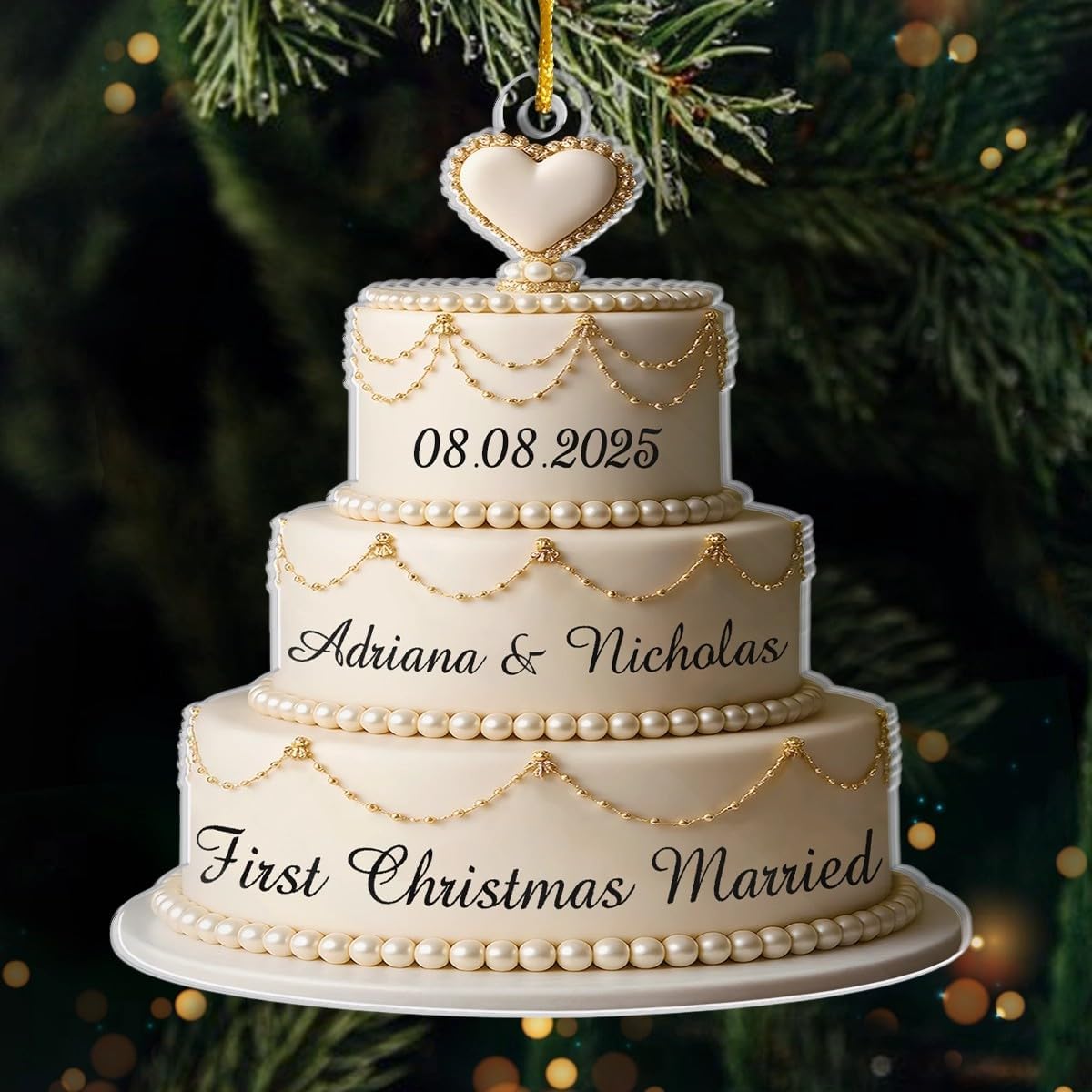 Custom 2D Acrylic Ornament, Personalized Anniversary Christmas Wedding Gifts for Husband and Wife, Him and Her, First Christmas Married Ornament 2025, Bridal Shower Gifts