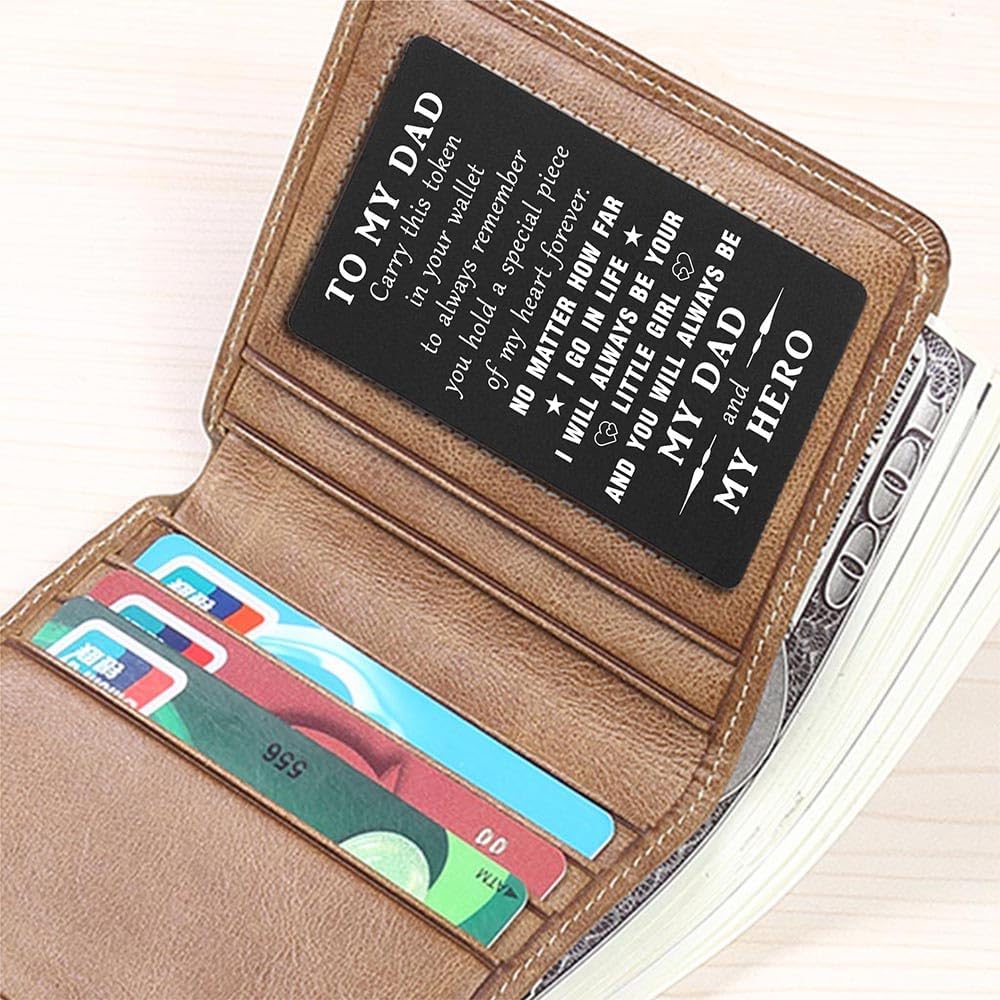 Father's Day Gifts from Daughter , Son - Dad I will Always Be Your Little Girl Little Boy Wallet Card, I Love You Dad Birthday Gifts Fathers Day Card from Daughter