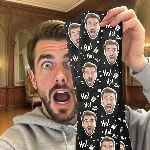 Custom Socks with Photo,Personalized Face Socks with Pictures,Novelty Unisex Funny Crew Sock Gifts for Men Women