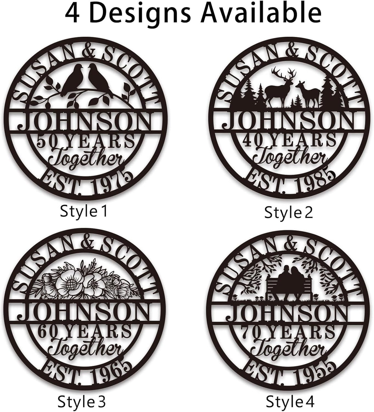 Personalized Wedding Anniversary Sign Gifts, Custom 50th 40th 65th 60th 25th 70th Anniversary Metal Sign, Wedding Gifts for Couples, Custom Name Sign, House Warming Gifts New Home