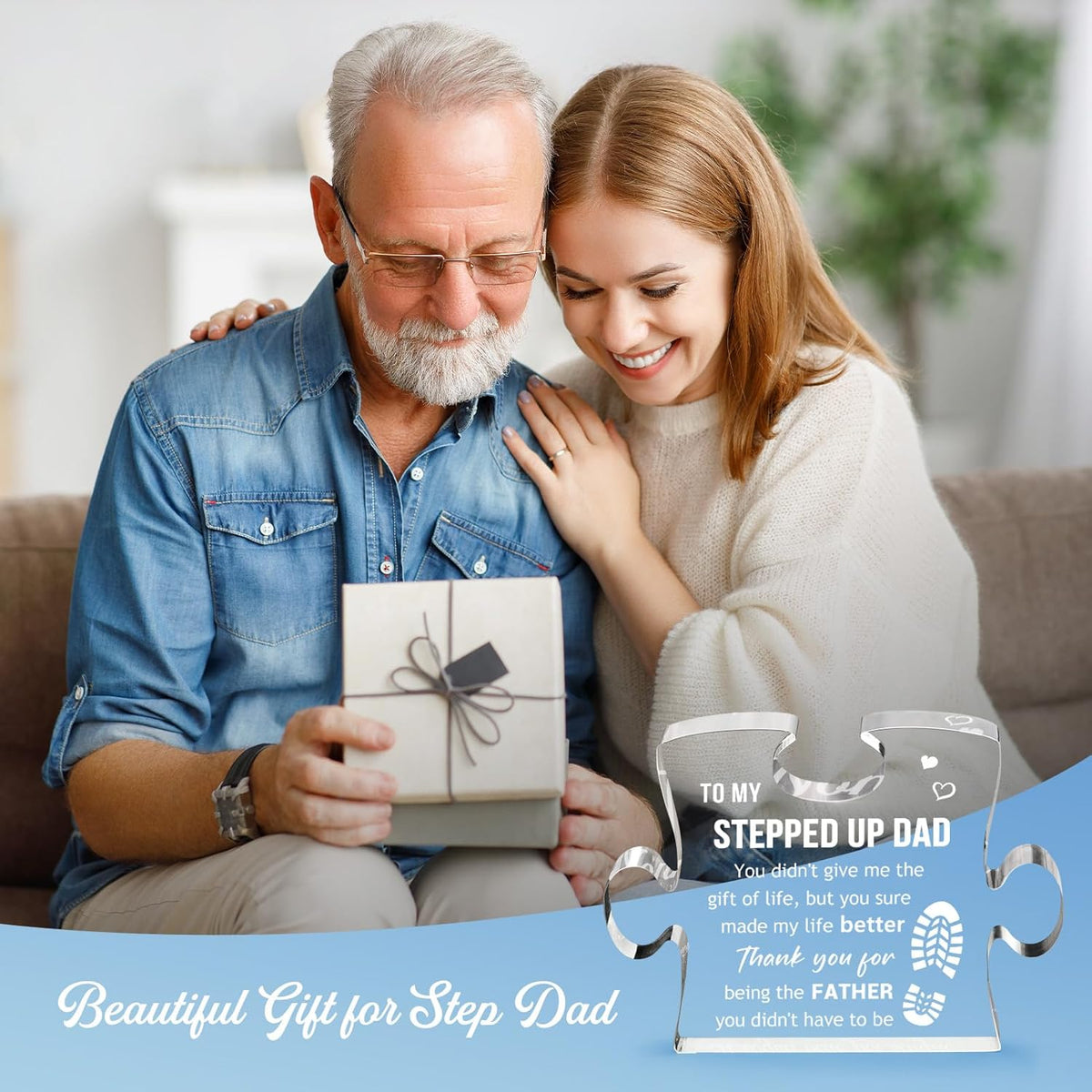 Thanks for being Father Step Dad Gifts, Birthday Gifts for Stepfather bonus dad, Father's Day Christmas Gifts for Step Dad from Daughter Son Acrylic Keepsake