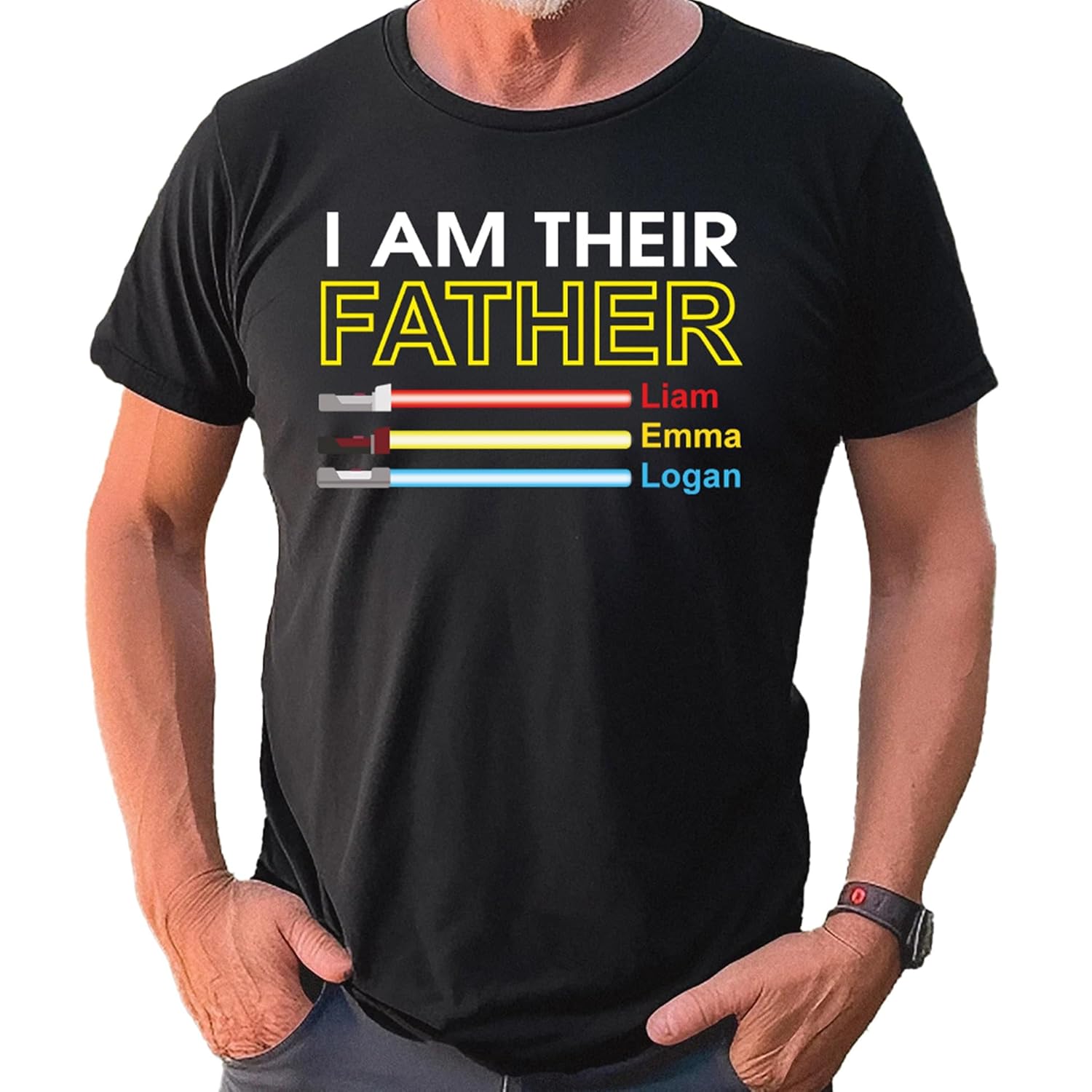Personalized I am Your Their Father Shirt, Custom Stars Shirt for Daddy, Tshirt Gifts for Dad Papa Husband from Daughters Son Wife, Fathers Day & Birthday Present for Dad