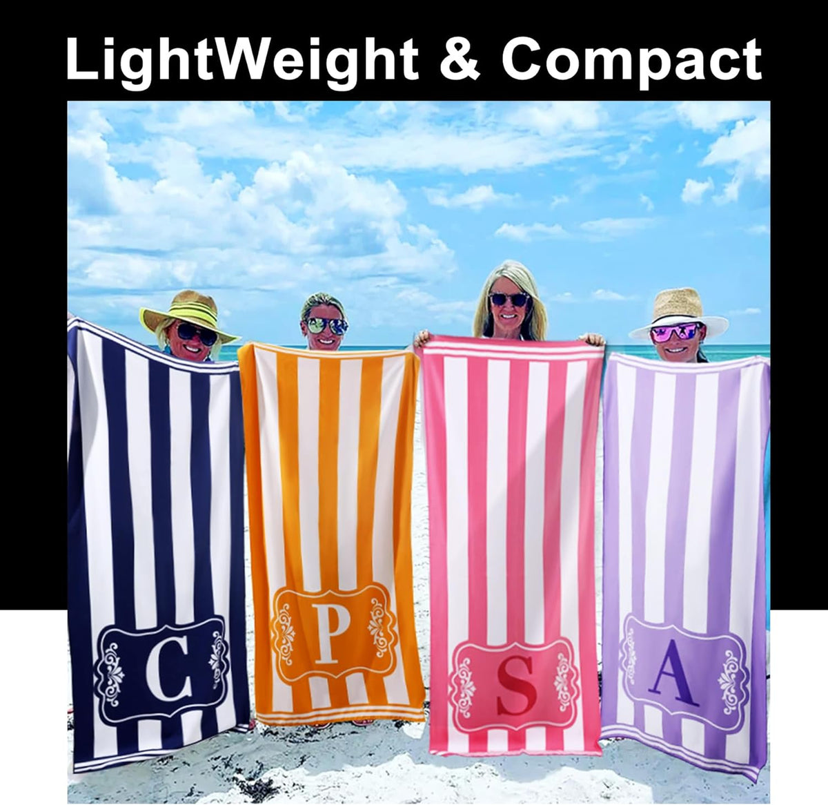 Monogrammed Beach Towels Pool Towels Women Birthday Gift Ideas Wife Personalized Custom Customized Godmother Female Teacher Boss Best Thank You Retirement Presents