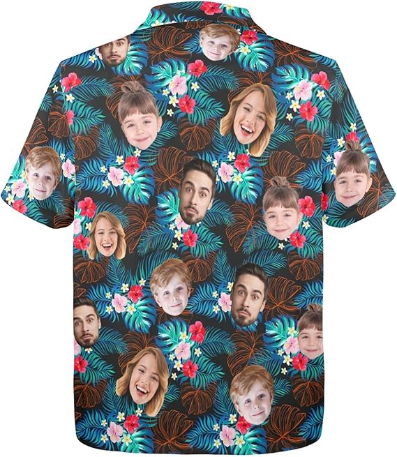 Personalized Hawaiian Shirt with Face, Custom Photo Shirt, Button Up Shirts for Men Father's Day Gift Summer Gift Birthday Party Gift