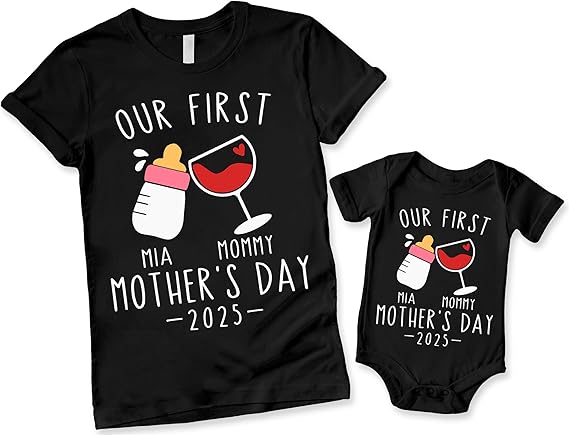 Personalized Our First Mothers Day Matching Shirts, Custom Mom & Baby Matching Outfit, First Mothers Day Outfits