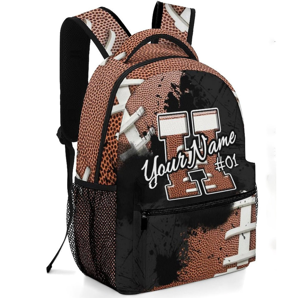 Boys Kids Backpack Personalized Football School Backpacks Custom Initial Bookbag with Name Sports Theme Large Capacity Schoolbag Gifts