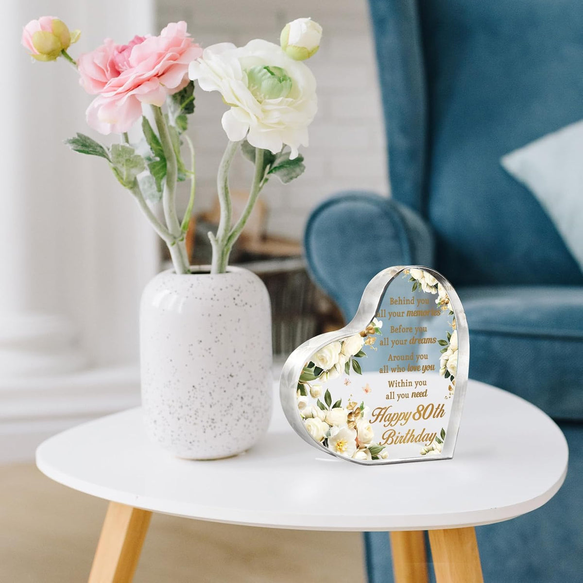 80th Birthday Gifts and Decorations for Women - Custom Birth yearAcrylic Paperweight - Happy Birthday Decor Party Favors