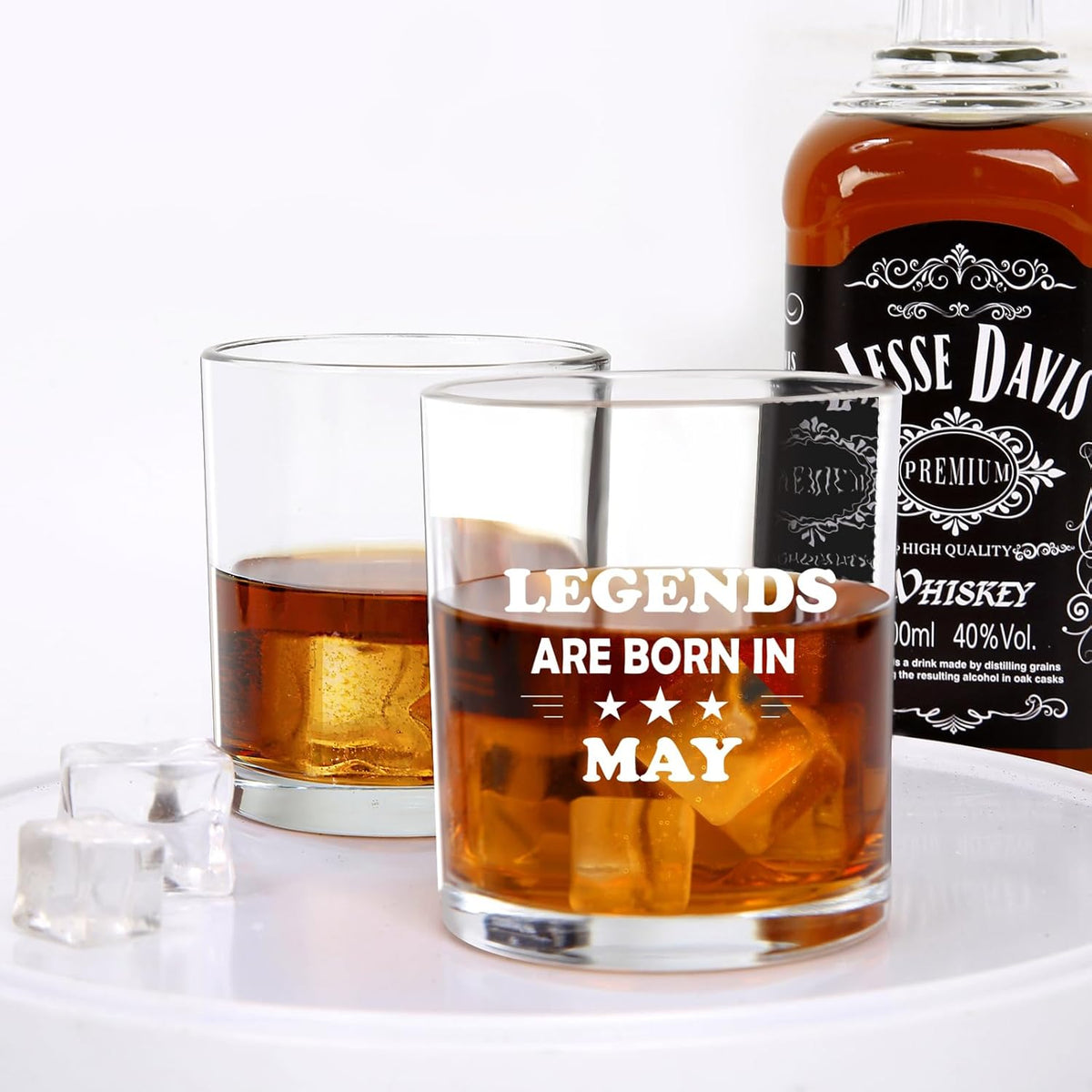 Legends Are Born In May Custom Month Whiskey Glass, Birthday Gifts, May Birthday Gifts for Men Dad Husband Grandpa Uncle Coworkers