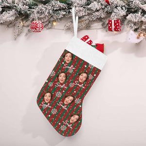 Custom Christmas Stocking with Photo Name Personalized Face Funny Xmas Stocking Gift for Family Christmas Fireplace Decoration