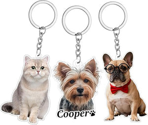 Custom Acrylic Dog Cat Keychain with Photo Personalized Pet Memorial Key chain Customized Keychains Gifts for Pet Lovers