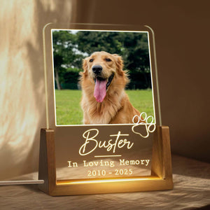 Personalized Pet Memorial LED Night Light, Custom Photo Pet Lover Keepsake, Dog Memorial Sympathy Gift, Personalized Light Up Sign for Dog Lovers, Custom Dogs Photo Gifts for Home Decor