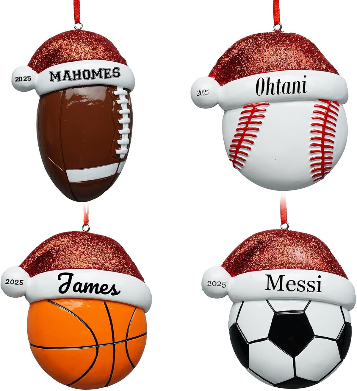 Baseball Christmas Ornaments 2025 Custom Hand-Painted Resin Sports Ornament with Name & Year, Christmas Decor Gift for Family, Kids & Baseball Fans