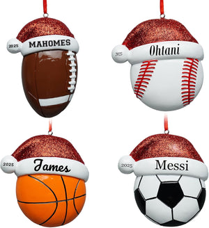 Personalized Soccer Christmas Ornaments 2025 Custom Hand-Painted Resin Sports Ornament with Name & Year,Christmas Decor Gift for Family, Kids & Soccer Fans