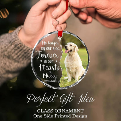 Personalized Memorial Pet Glass Ornament - Custom Photo, Name & Dates - Forever in Our Hearts Valentine's Day Tribute for Your Dogs- Valentine's Gift for Dog Loves