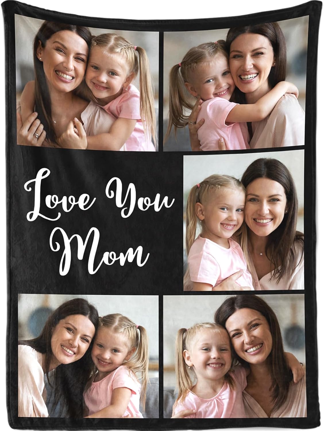 Mothers Day Birthday Gifts for Mom Custom Blanket with Pictures Text Personalized Flannel Photo Blankets Customized Throw Gift for Women