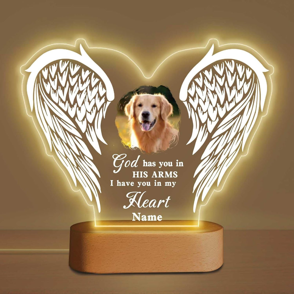 Custom Pet Memorial Night Light Gift Personalized Dog Cat Acrylic Plaque Photo Frame Sympathy Gift Condolence Gifts with Picture Name