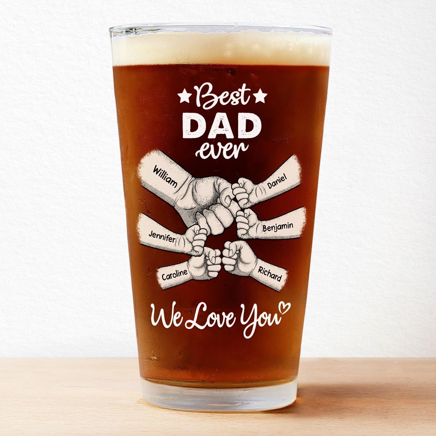 Best Dad Ever Personalized Beer Glass - Gift For Dad, Grandpa - Best Dad Grandpa Ever