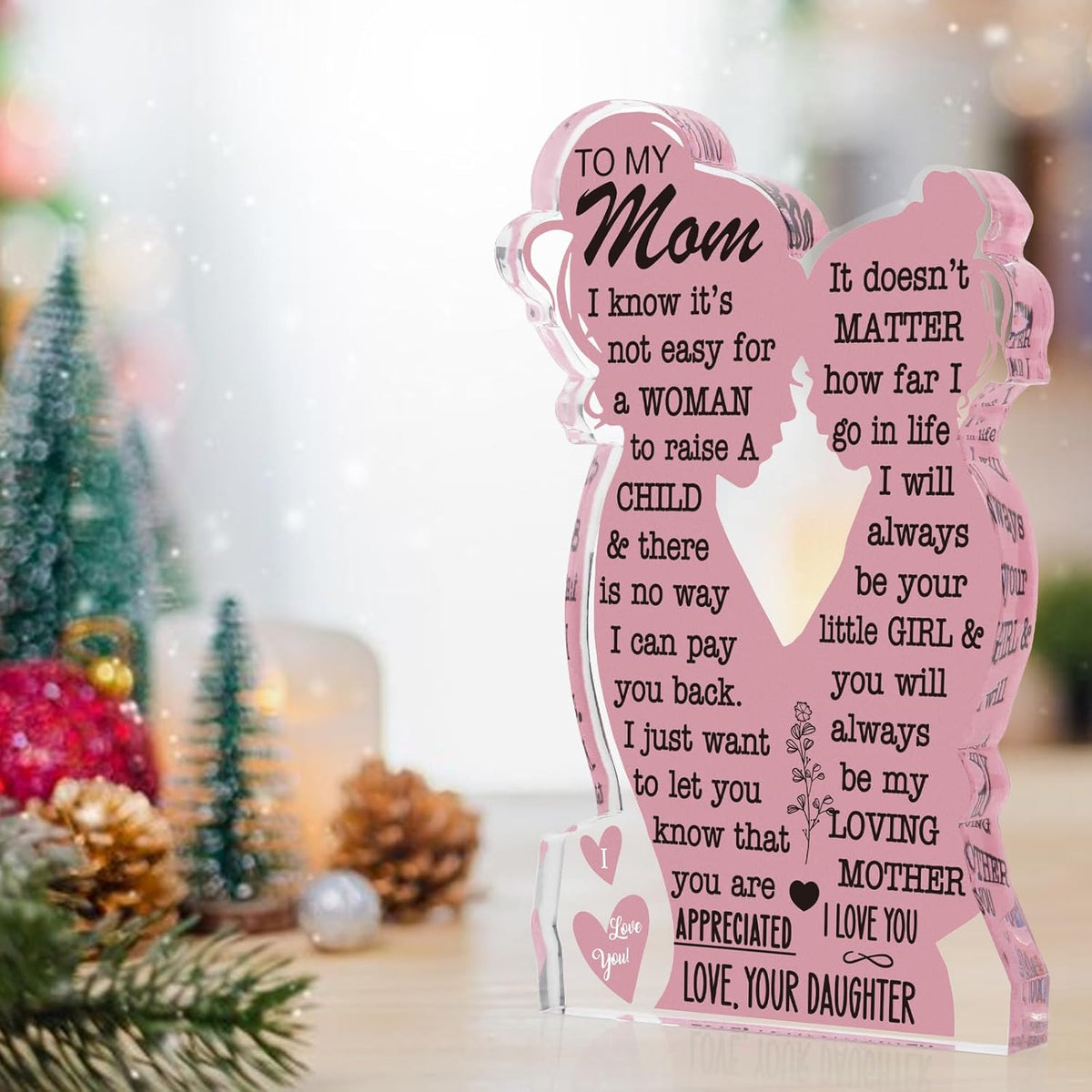 Mom Gifts from Daughter Gift for Mom, Mom Birthday Ideas Gift Cool Mother's Day Gifts from Daughter Best Mom Ever Gifts New Mom Single Mom Christmas 2025 Acrylic Plaque Sign