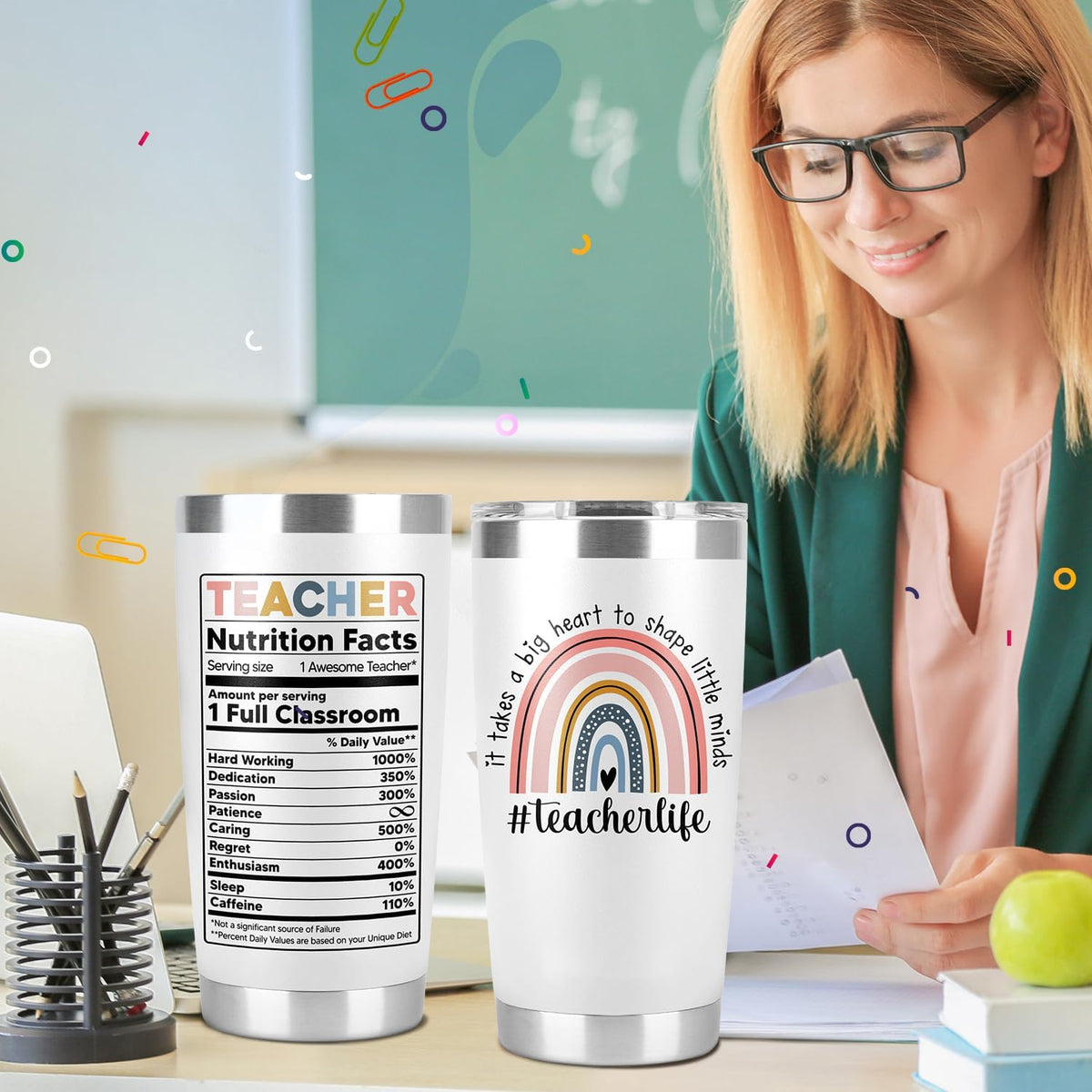 Teacher Appreciation Gifts - Teacher's Day, Back To School, Graduation, Christmas, Birthday, Thank You, Teacher Gifts for Women, Men - Stainless Steel Tumbler Cup Mug