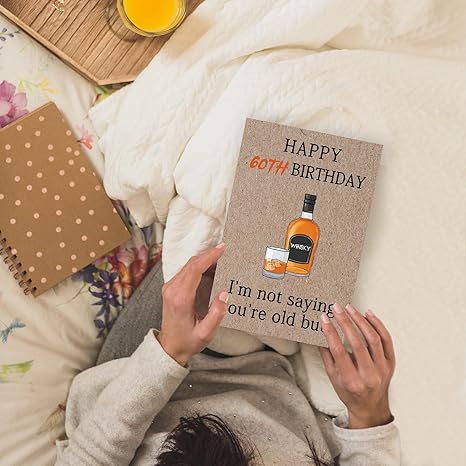 Funny 60th Birthday Gifts for Women Men, Sixty Birthday Cards for Her Him, 60 Year old Gifts for Man Husband, 60th Bday Card Decorations for Dad Mom