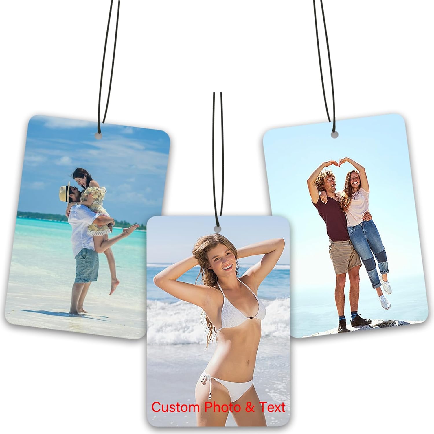 Custom Air Fresheners with Picture - Photo Air Freshener for Car,Double-Sided Customized Photo Text, Personalized Gift for Boyfriend Men Car (Rectangle)