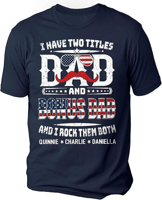 Personalized Grandpa Shirts, Dad 4th of July Shirt, American Flag Tee for Men, USA T-Shirt, Gift for Independence Day