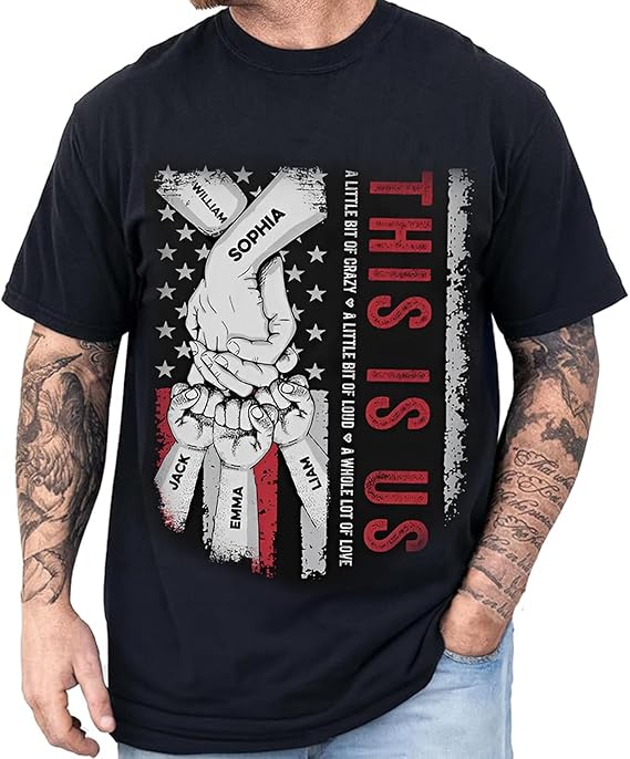 This is Us Personalized Dad Shirts Custom Dad Mom Shirt with Kids Names Family Gift Couple Gift Birthday Fathers Day Shirt for Daddy Mommy