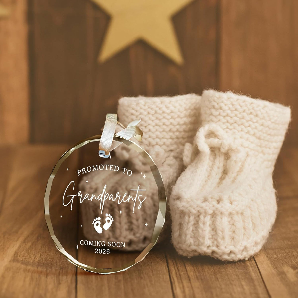 Grandparents Gifts - First Time Grandparents Gifts for Grandma, Grandpa - Baby Pregnancy Announcement Ornament for New Grandma - Grandpa to Be Ornaments - Glass Hanging Ornament