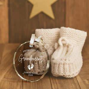 Grandparents Gifts - First Time Grandparents Gifts for Grandma, Grandpa - Baby Pregnancy Announcement Ornament for New Grandma - Grandpa to Be Ornaments - Glass Hanging Ornament