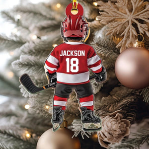 Personalized Hockey Ornament 2025, Custom Acrylic Christmas Ornament with Name & Number, Customized Xmas Tree Decoration, Gift for Hockey Fans, Xmas Decor