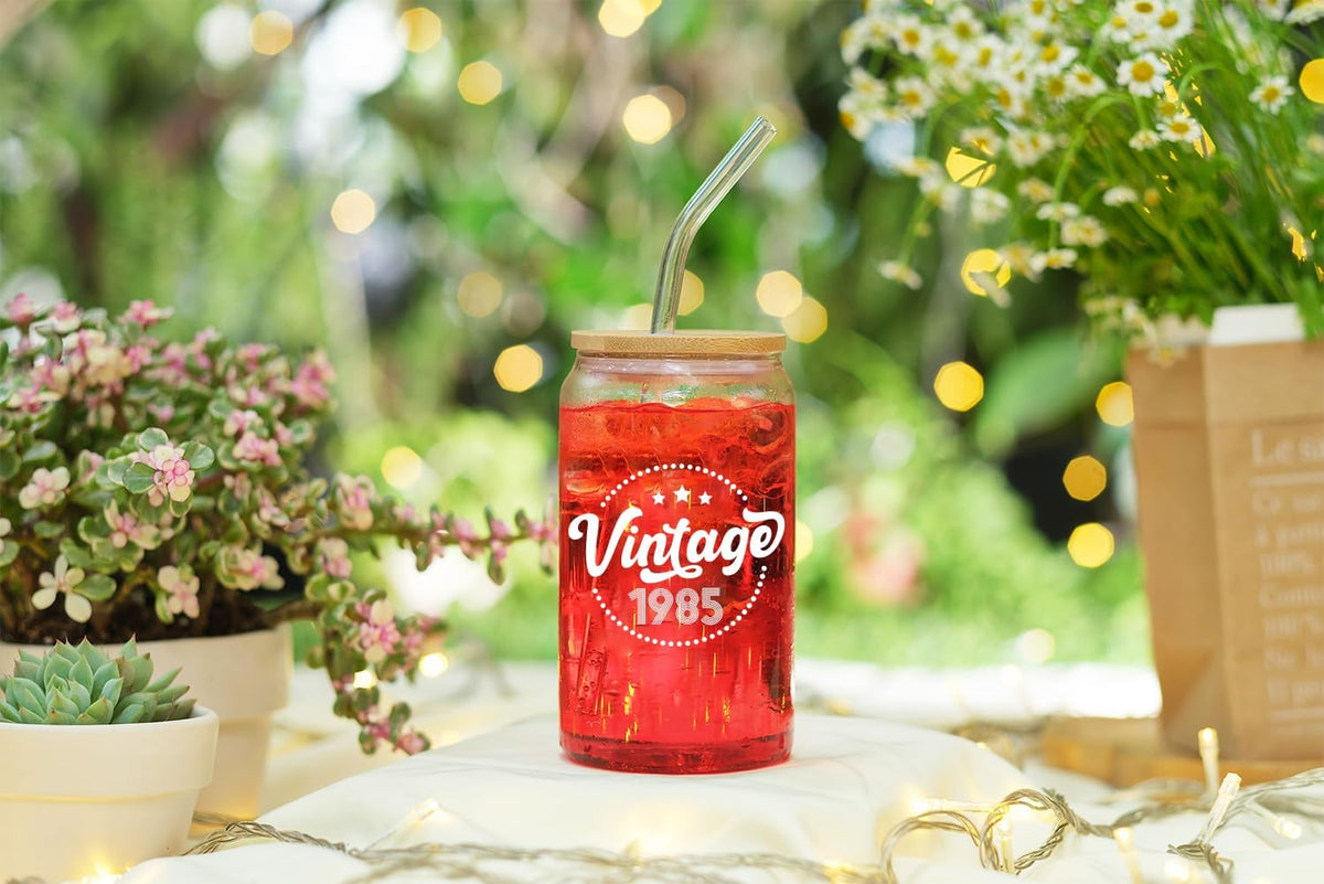 40th Birthday Gifts For Women, Her - 1985 40th Birthday Decorations For Women - 40 Year Old Gifts For Her, Mom, Wife, Sister, Friends - 11oz 16 oz 20 oz Coffee Glass