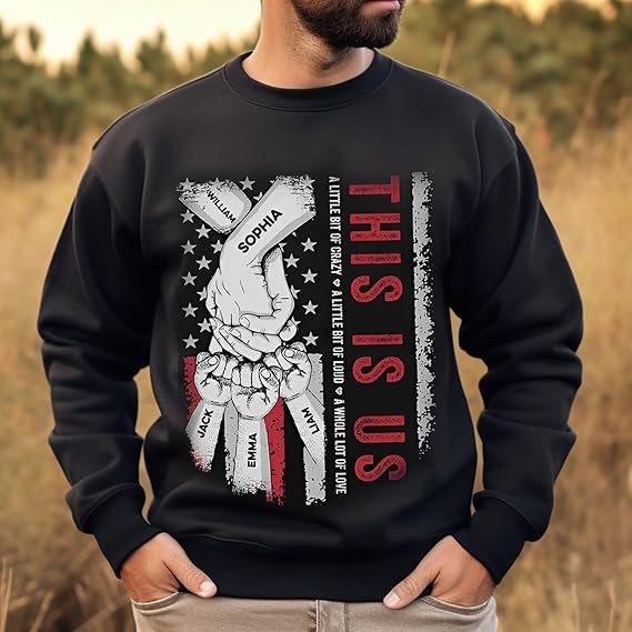 This is Us Personalized Dad Shirts Custom Dad Mom Shirt with Kids Names Family Gift Couple Gift Birthday Fathers Day Shirt for Daddy Mommy