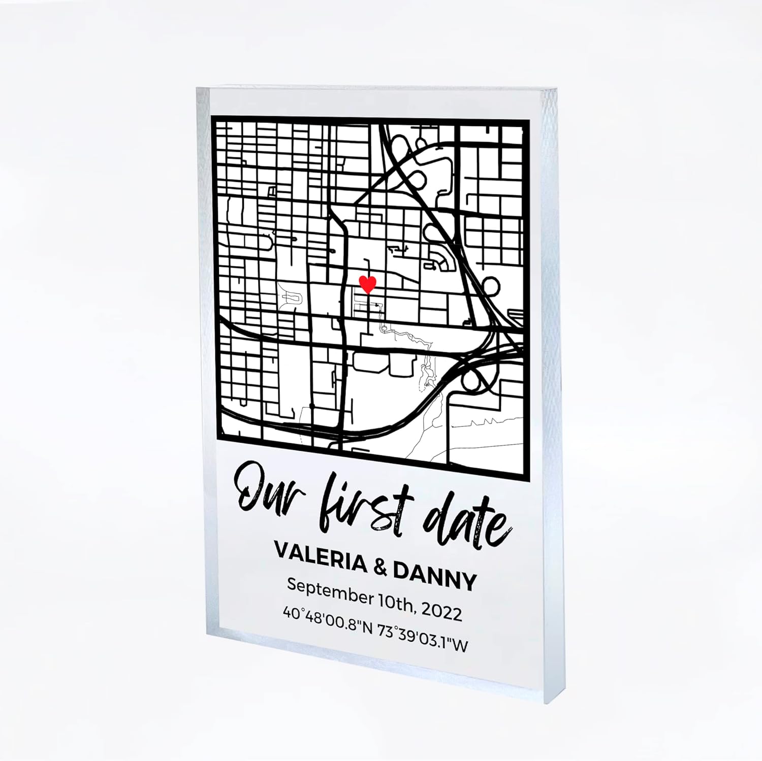 Custom Our First Date Map Block - Couple Map, Where It All Began, Gift for Her, Acrylic Plaque Couple Gift, Custom Location, Couples Gift, Gifts for Wife and Husband Anniversary