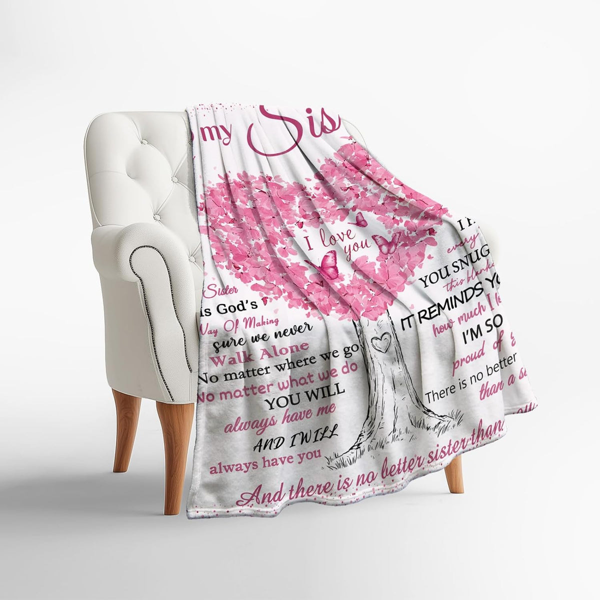 Sister Blanket Gift, Sisters Birthday Gifts from Sis, Butterfly Love Inspirational Big Unique Sister Gifts for Women, Soft Cozy Flannel Bed Throw for sisters, Best Sisters Ever Blankets