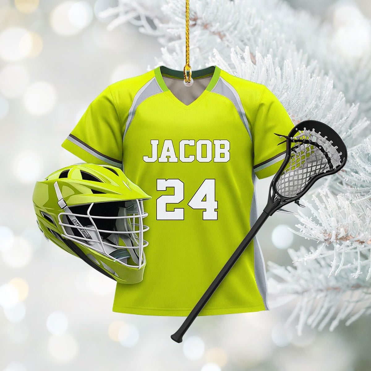 Personalized Lacrosse Christmas Ornament 2025 Custom Name and Year Acrylic Flat Lacrosse Protective Gear Decoration Best Gift for Sport Players, Girls, Boys, Goalie, Coach