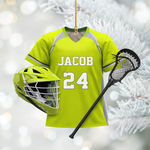 Personalized Lacrosse Christmas Ornament 2025 Custom Name and Year Acrylic Flat Lacrosse Protective Gear Decoration Best Gift for Sport Players, Girls, Boys, Goalie, Coach