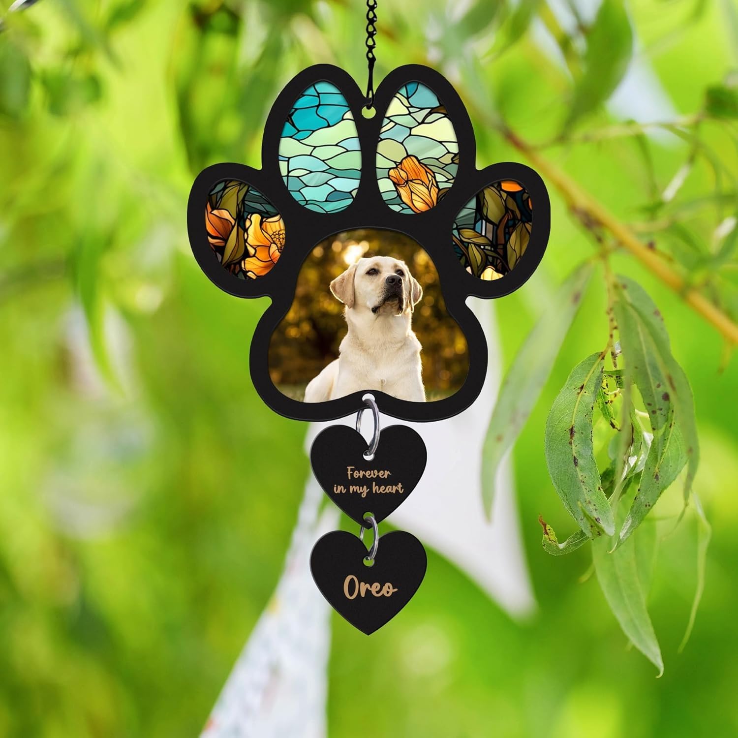 Personalized Dog Memorial Suncatcher with Photo, SunCatcher Gift for Someone Who Lost a Dog, Dog Remembrance Stained Glass, Sympathy Gift for Loss of Fur Baby, Pet Day, Christmas