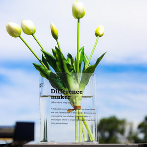 Clear Acrylic Book Vase for Flowers, Transparent Flower Vase for Home Decor, Simplicity Bookshelf Decor, Unique Stuff for Book Lovers, Difference Maker, Gift to Motivate