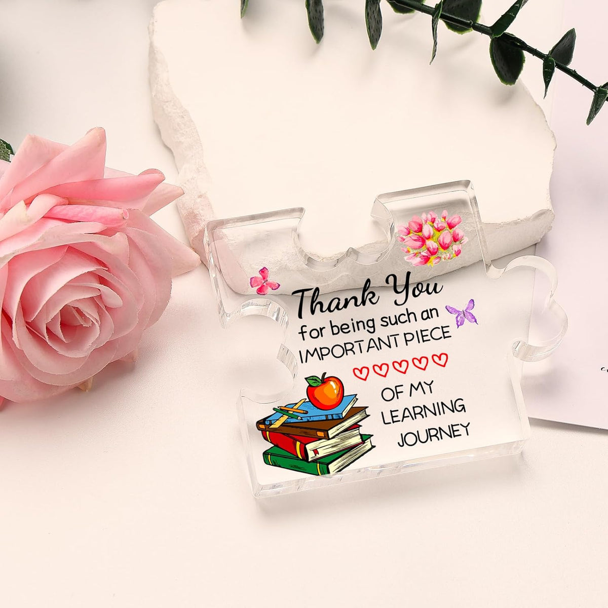 Teacher Appreciation Gifts, Teacher Gifts Acrylic Plaque, Thank You Graduation Valentines Day Christmas Gifts for Her Women Friends Teacher Classmate Study Partner Roommate