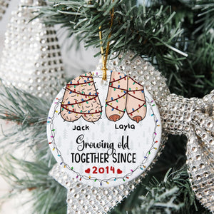 Christmas Funny Ornament Gifts for Couple, Funny Couple, Christmas for Husband, Wife Gifts, Growing Old Together Since, Ceramic Ornament Hanging Xmas Tree Decor