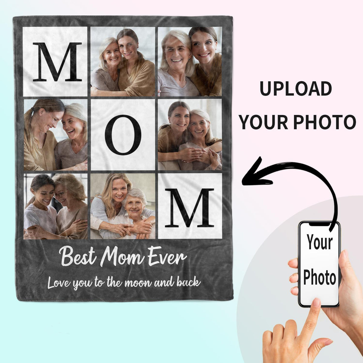 Personalized Mothers Day Birthday Gifts for Mom Custom Blanket with Photo Customized Gifts for Mom from Daughter Son Husband Picture Blanket Present