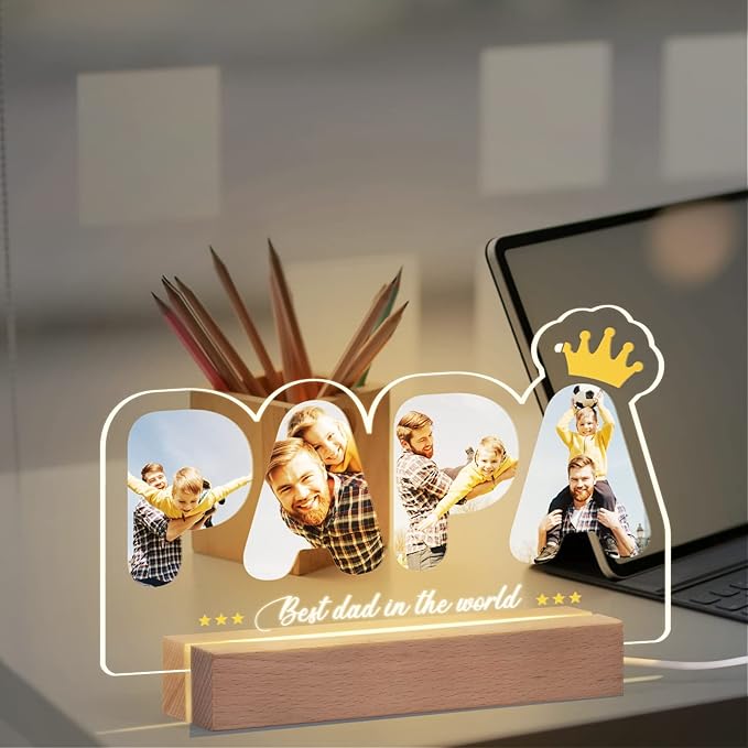 Personalized Gifts for Dad,Custom Night Light with Picture, Birthday Gifts for Dad, Father's Day Gift from Daughter Son