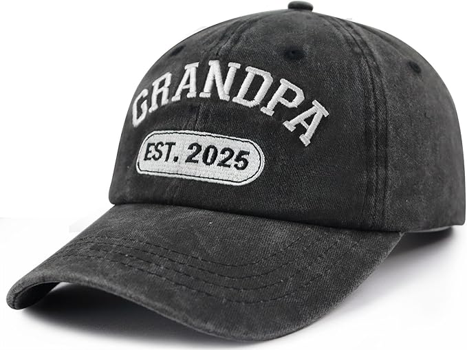 New Dad Grandpa Papa Gifts for Men, Funny Grandpa Est 2025 Hat, Custom Embroidered Best Grandfather Gift Baseball Cap