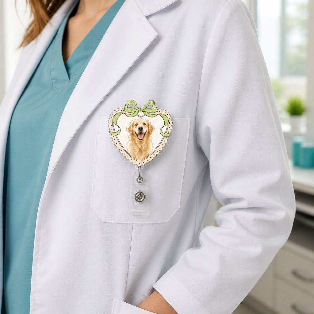 Custom Pet Photo Badge Reel – Scalloped Rosette with Stethoscope Bow - Personalized Custom Shape Badge Reel 72124b4c-2317-4d1a-b5aa-d5dd1367ee6c.jpg