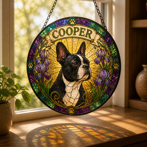 Stained Glass Pet Suncatcher – Iris Ring, Custom Name - Personalized Suncatcher Stained Glass 7214b3a2-a497-48e8-8731-d55a1e8bb0b0.jpg