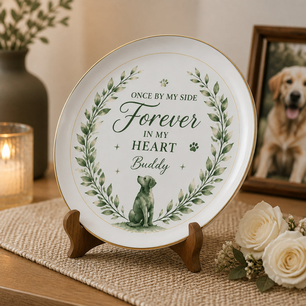 Pet Memorial Ceramic Plate — Once by my side, Forever in my Heart (Name) - Personalized Personalized Ceramic Plate 72267935-8b2a-4a00-847e-0dacd05766b5.jpg