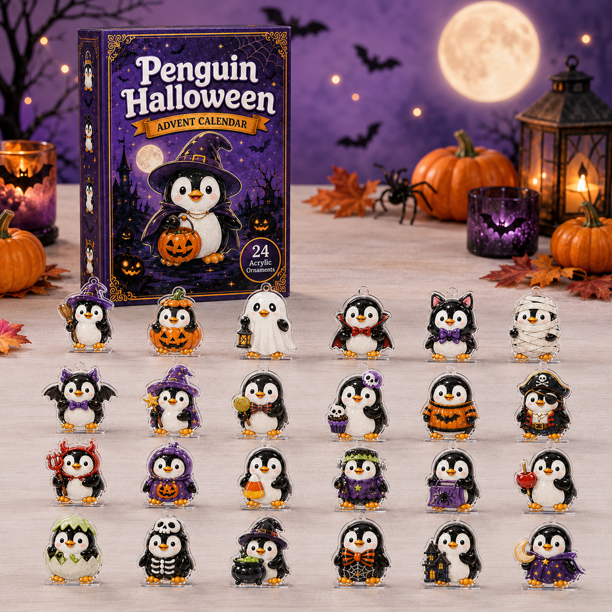 Penguin Halloween Advent Calendar 2026 - 24-Day Festive Countdown, Acrylic Charms Blind Box - Gift For Penguin Lovers 722a6ba5-3653-4596-8490-630917abd47d-box-charms.png