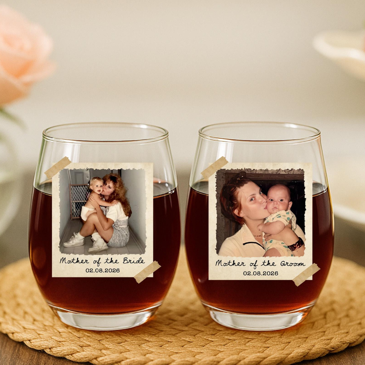 Custom Photo Mother of The Bride or Groom Gifts, Custom Picture Wine Glass Gift for MOB/MOG Wedding Favor Gift For Mom, Stemless Wine Glass 723dbe5f-dbfb-487b-86a8-fce648bfb50a-9.png